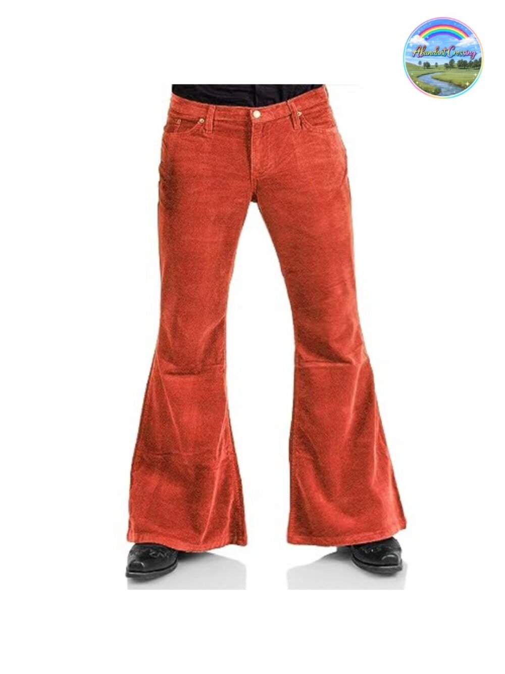 Men's Corduroy Flared Bell Bottom Pants Stretchy Retro Disco